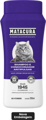 Shampoo e Condicionador  Matacura Antipulgas para Gatos 200ml